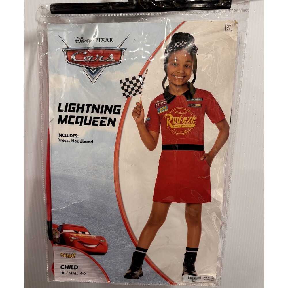Spirit Halloween Girls Lightning McQueen Costume child Small 4-6 New